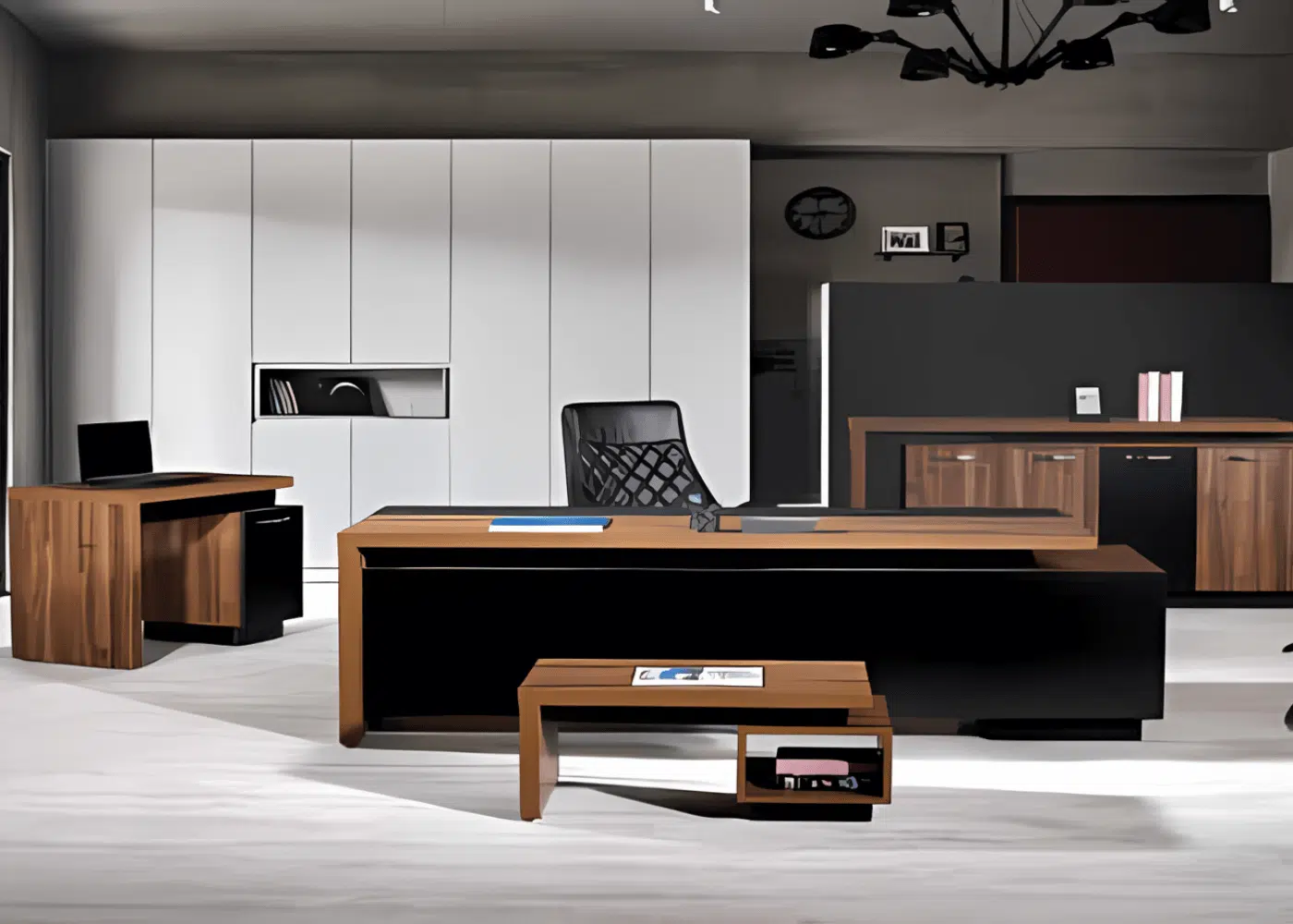 Bureau DIDIM en noir en marron, idéal pour les espaces de travail modernes et élégants.