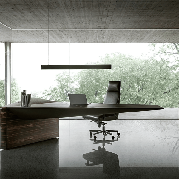 bureau haut de gamme au style italien en bois et cuir