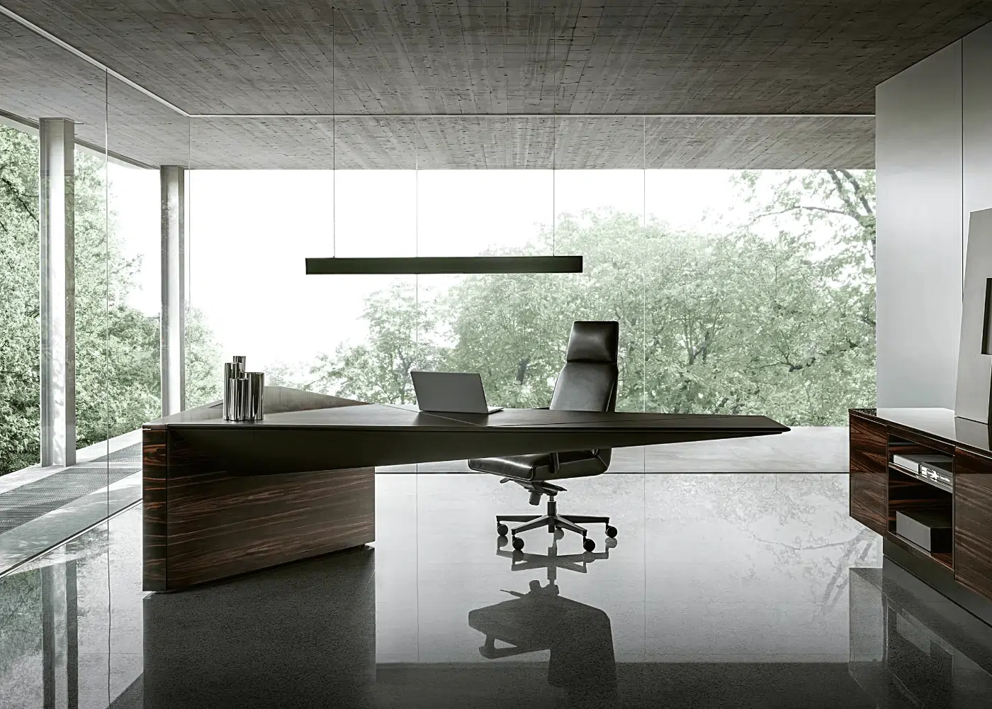 bureau haut de gamme au style italien en bois et cuir