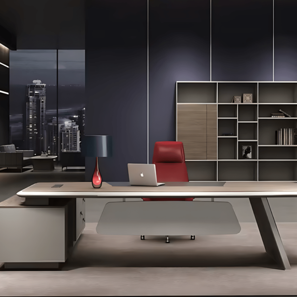 Bureau de direction en mode américaine, plan de travail spacieux et design moderne pour les leaders qui aiment l’élégance.