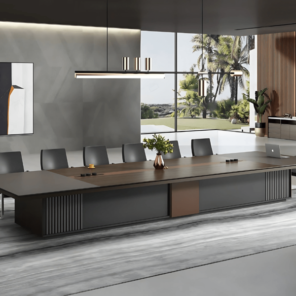 Table de réunion très moderne en marron et gris anthracite