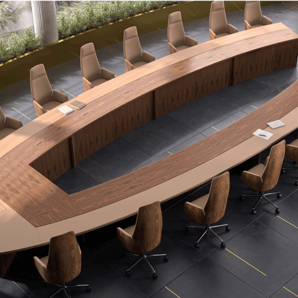 Table de réunion en forme ovale ouverte dans le deuxième coté