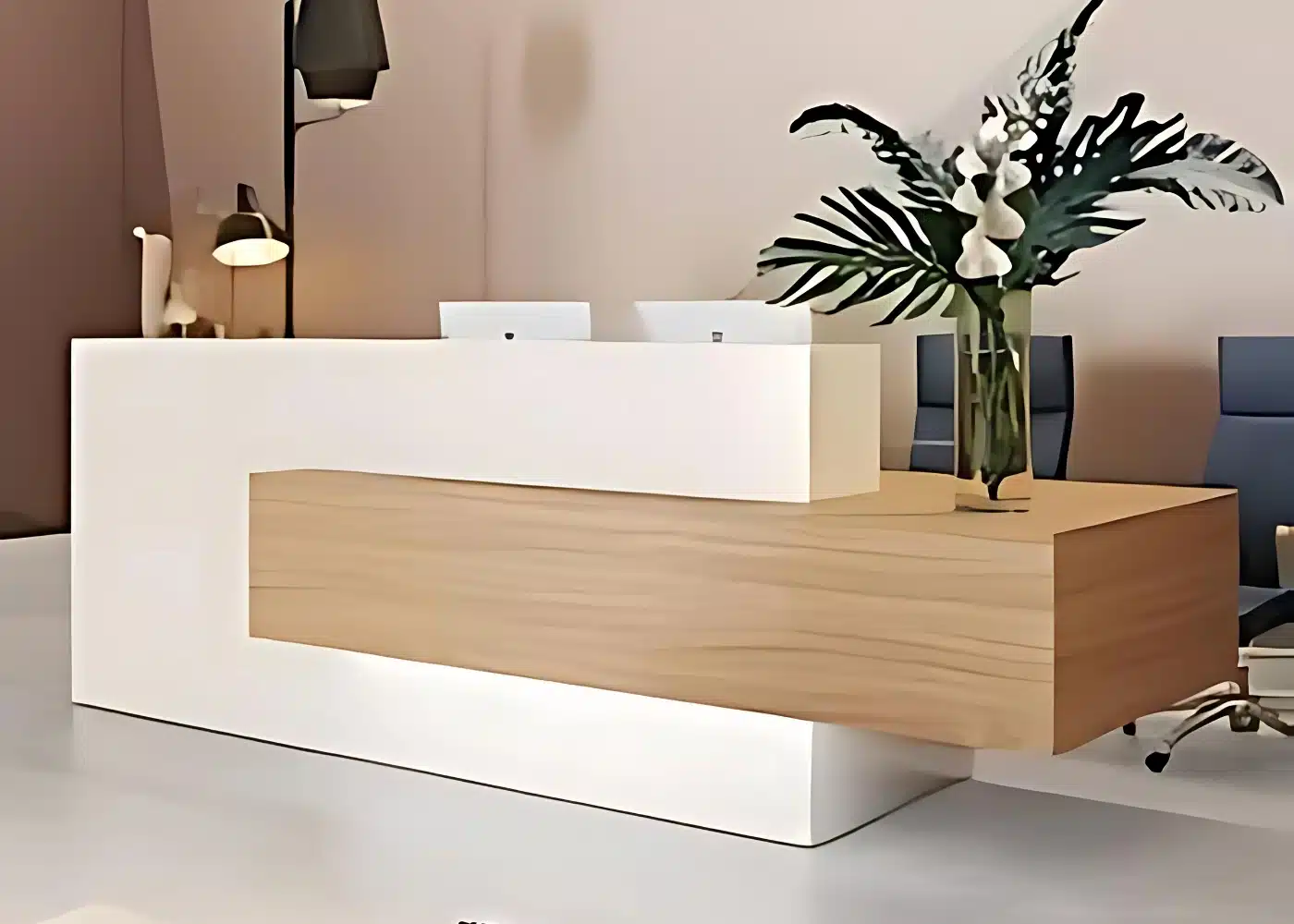 Comptoir d'accueil en bois plein