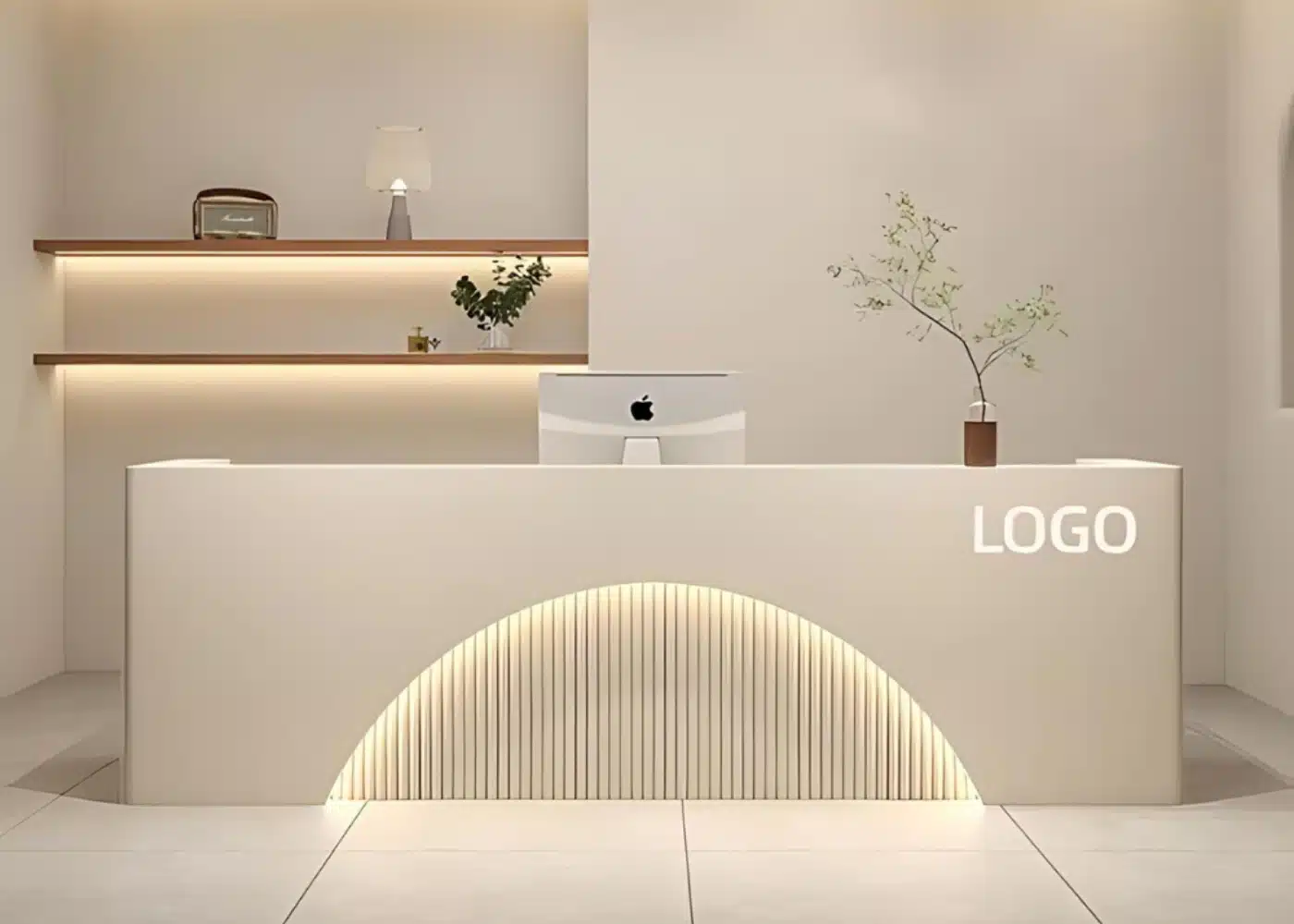 Comptoir d'accueil comme le design de soleil